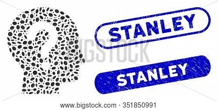 Mosaic Unknown And Rubber Stamp Watermarks With Stanley Text. Mosaic Vector Unknown Is Created With 