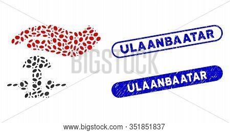 Mosaic Emergency Stop And Distressed Stamp Seals With Ulaanbaatar Text. Mosaic Vector Emergency Stop