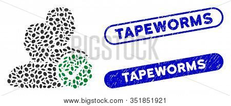 Mosaic Boys Only And Distressed Stamp Seals With Tapeworms Caption. Mosaic Vector Boys Only Is Forme