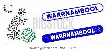 Mosaic For Muslims And Distressed Stamp Seals With Warrnambool Text. Mosaic Vector For Muslims Is Fo