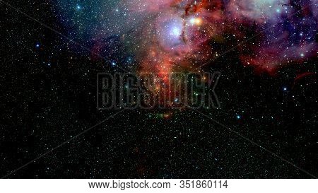 Hubble Views Galaxy And Nebula. Elements Of This Image Furnished By Nasa.