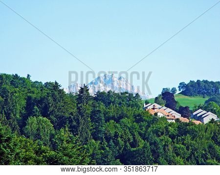 View Of The Säntis (santis Or Saentis) Alpine Summit In The Alpstein Mountain Range  From The City O