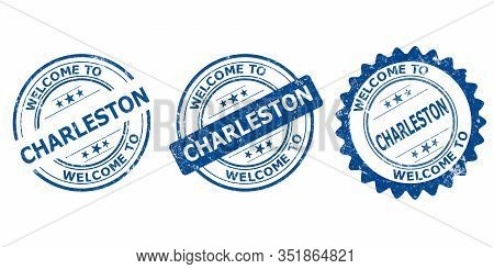 Welcome To Charlestone Blue Old Stamp Sale