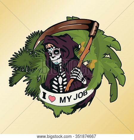 Mexican Muerte Character Illustration. T-shirt Original Design