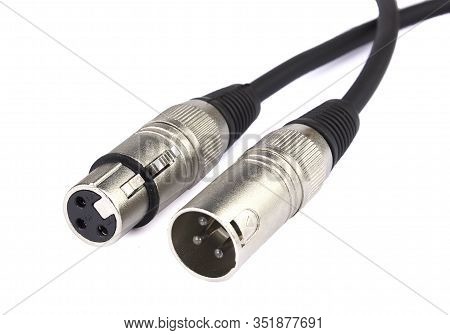 Xlr Connector For Microphone Cables Isolated Above White Background