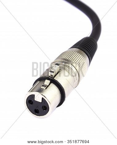 Xlr Connector For Microphone Cables Isolated Above White Background