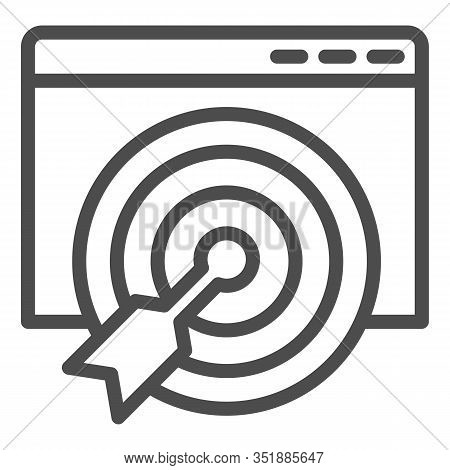 Goal Browser Line Icon. Target Web Page With Focus And Darts. Internet Technology Vector Design Conc
