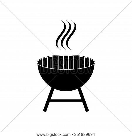 Outdoor Grill Vector. Bbq Grill Icon Isolated On White