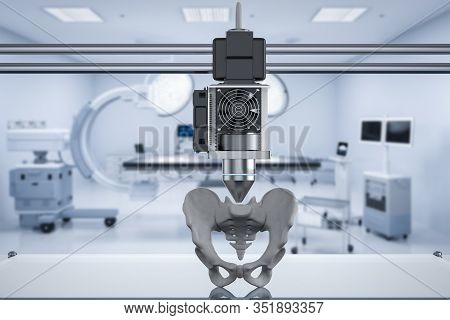 3d Rendering 3d Printer Print Prosthetic Hip Bone