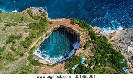 Landscape Over Broken Beach In Nusa Penida, Indonesia Angel's Billabong Beach.