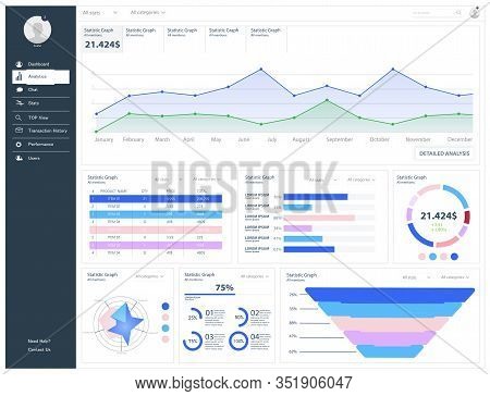 Dashboard, Great Design For Any Site Purposes. Business Infographic Template. Vector Flat Illustrati