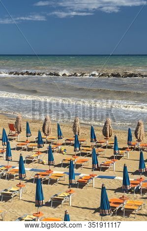 Termoli, Campobasso, Molise, Italy, And Its Beach At Summer
