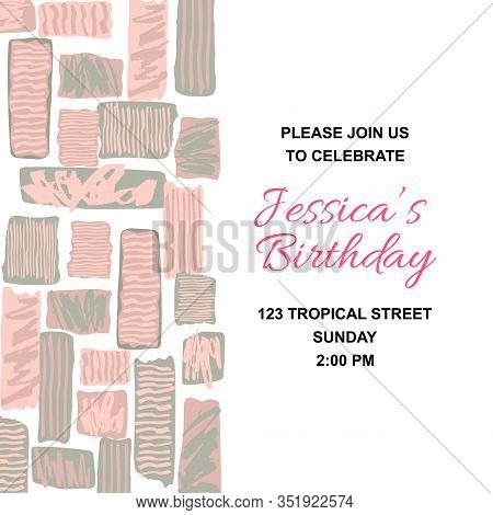 Backdrop With Hand Drawn Stains. Place For Text. Template For Greetins, Holidays, Party Invitation, 