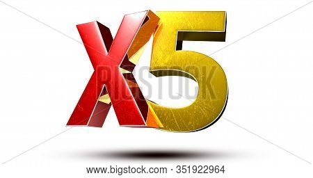 3d Illustration X5 Red Gold Isolated On A White Background.(with Clipping Path).
