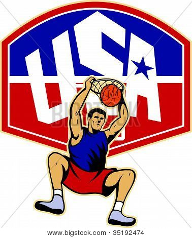Basket spelaren Dunking bollen Usa
