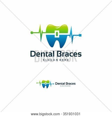 Dental Braces Shop Logo Template, Healthy Dental Braces Logo Vector Illustration