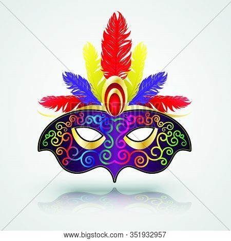 Carnival Mask With Feather Vector Illustration For Vanilla Festival
