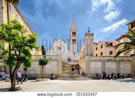Supetar, Croatia - May 22, 2019: Church Of Saint Peter Or Crkva Sv. Petra In Supetar Town On Brac Is