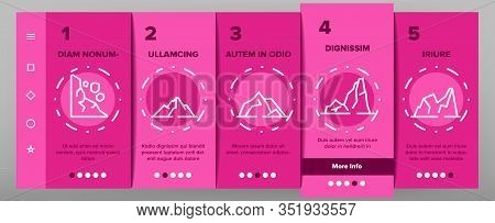 Ridge Onboarding Icons Set Vector. Ridge Peak Climbs For Extreme Sport, Adventure And Expedition Ill