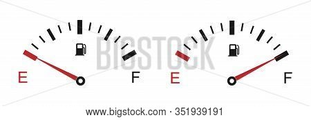 Fuel Indicator Meter Isolated On White Background. Fuel Gauge. The Concept Of A Fuel Indicator, Gas 