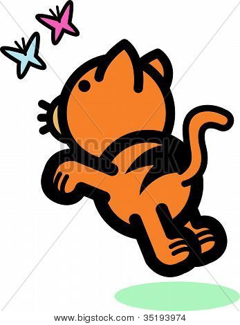 蝶を追いかけて猫のクリップアート