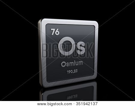 Osmium Os, Element Symbol From Periodic Table Series. 3d Rendering Isolated On Black Background