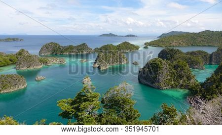 Heavenly And Remote Islands. Piaynemo Lagoon, Fam Archipelago, North Raja Ampat, One Of The Most Bea