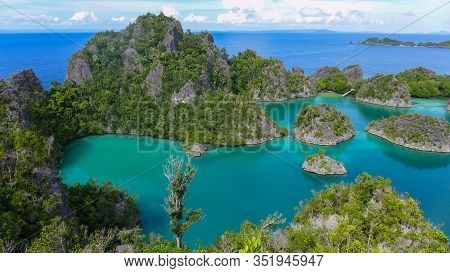 Heavenly And Remote Islands. Piaynemo Lagoon, Fam Archipelago, North Raja Ampat, One Of The Most Bea