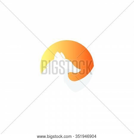 Vector Logo Illustration Fox Circle Gradient Orange Suitable For Creative Industry, Multimedia, Ente