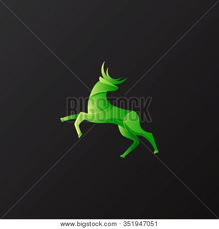 Vector Logo Illustration Deer Jumping Gradient Colorful Suitable For Creative Industry, Multimedia, 