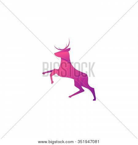 Vector Logo Illustration Deer Jumping Gradient Colorful Suitable For Creative Industry, Multimedia, 