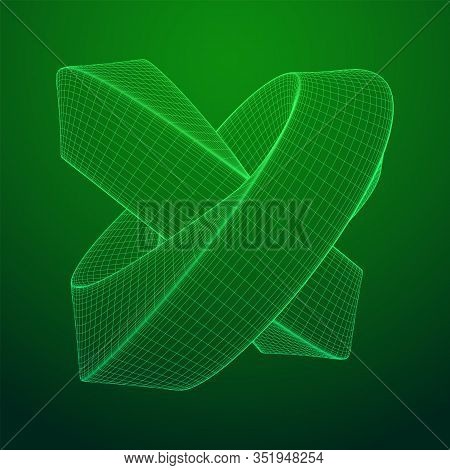 Mobius Strip Ring Knot Sacred Geometry. Spatial Figure With Upturned Surfaces. Optical Illusion With