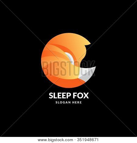 Vector Logo Illustration Fox Circle Gradient Orange Suitable For Creative Industry, Multimedia, Ente