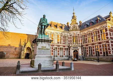 Utrecht, Netherlands- January 06, 2020. Utrecht University Hall In Winter