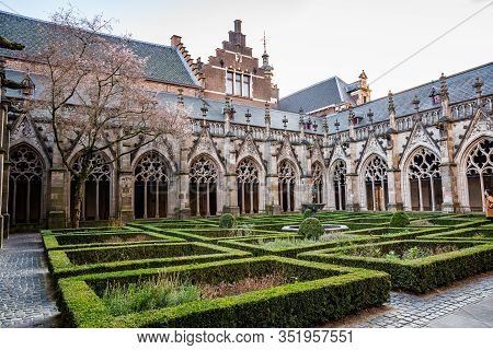 Utrecht, Netherlands - January 06, 2020. Pandhof Garden Of The Dom Church Is One Of Holland Most Bea