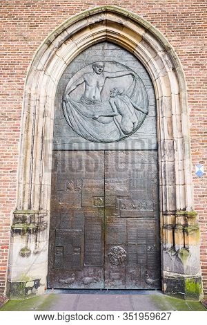 Utrecht, Netherlands - January 06, 2020. Gate By The Pandhof Garden Of The Dom Church Is One Of Holl
