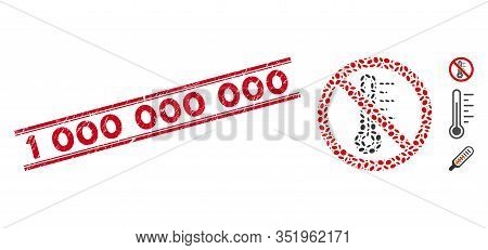Rubber Red Stamp Seal With 1 000 000 000 Text Inside Double Parallel Lines, And Collage No Temperatu