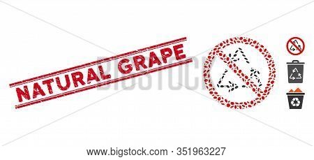 Corroded Red Stamp Seal With Natural Grape Caption Inside Double Parallel Lines, And Mosaic No Recyc