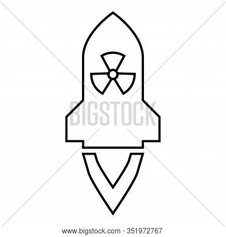 Atomic Rocket Flying Nuclear Missile Weapons Radioactive Bomb Military Concept Icon Outline Black Co