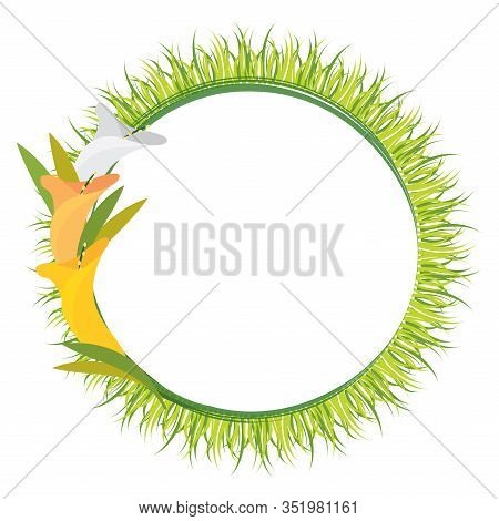 Isolated Beautiful Florar Frame With Leaves - Vector