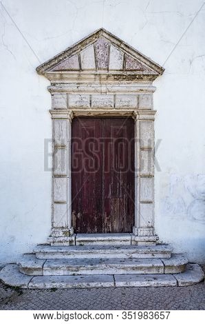 Entrance Door Of The Late Renaissance Church Of Our Lady Of Life, Built In 16th Century In The Villa