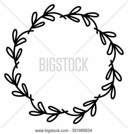 Abstract Doodle Floral Frame. From Leaves And Flowers Isolated On White Background. Vector Stock Ill