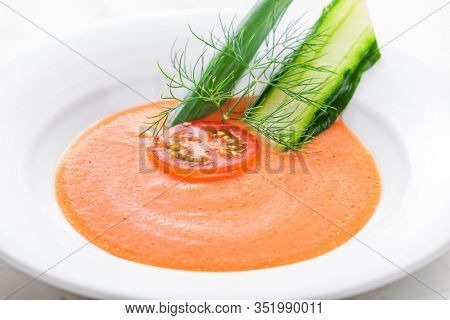 gazpacho - vegetable soup made of tomato and cucumber