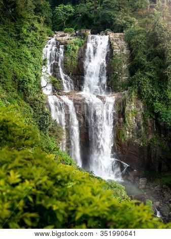 Amazing View On The Waterfall In Tropical Jungle Forest