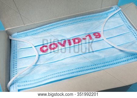 Covid-19 Background. Epidemic Backround. Disposable Dressing On The Face. Healthcare Background. Blu