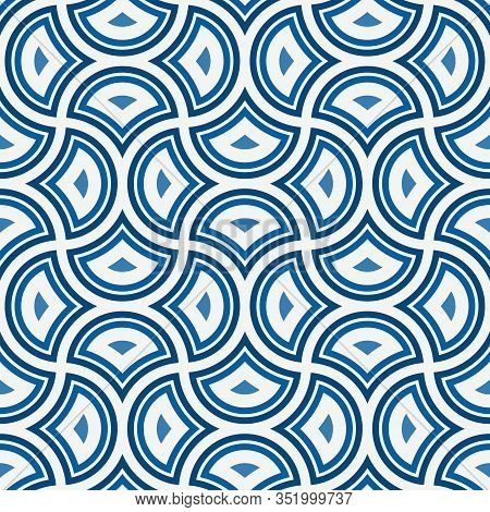 Ogee Drop Ornament. Repeated Maroccan Scales Mosaic Tiles. Scallop Shapes Motif. Oriental Traditiona