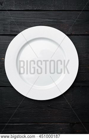Porcelain Empty White Plate Set With Copy Space For Text Or Food With Copy Space For Text Or Food, T