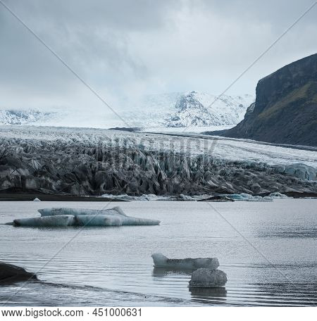 Skaftafellsjokull Glacier, Iceland. Glacier Tongue Slides From The Vatnajokull Icecap Or Vatna Glaci