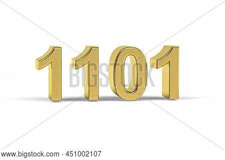 Golden 3d Number 1101 - Year 1101 Isolated On White Background - 3d Render