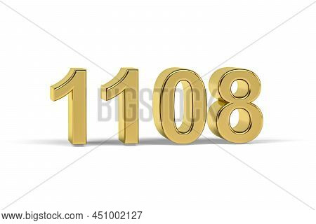 Golden 3d Number 1108 - Year 1108 Isolated On White Background - 3d Render